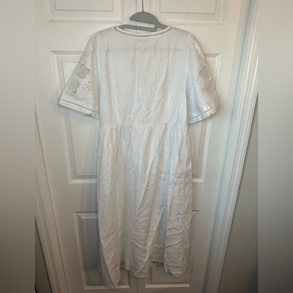 Madewell Cassie Button-Front Midi Dress in Linen XL Eyelet White - Picture 7 of 9